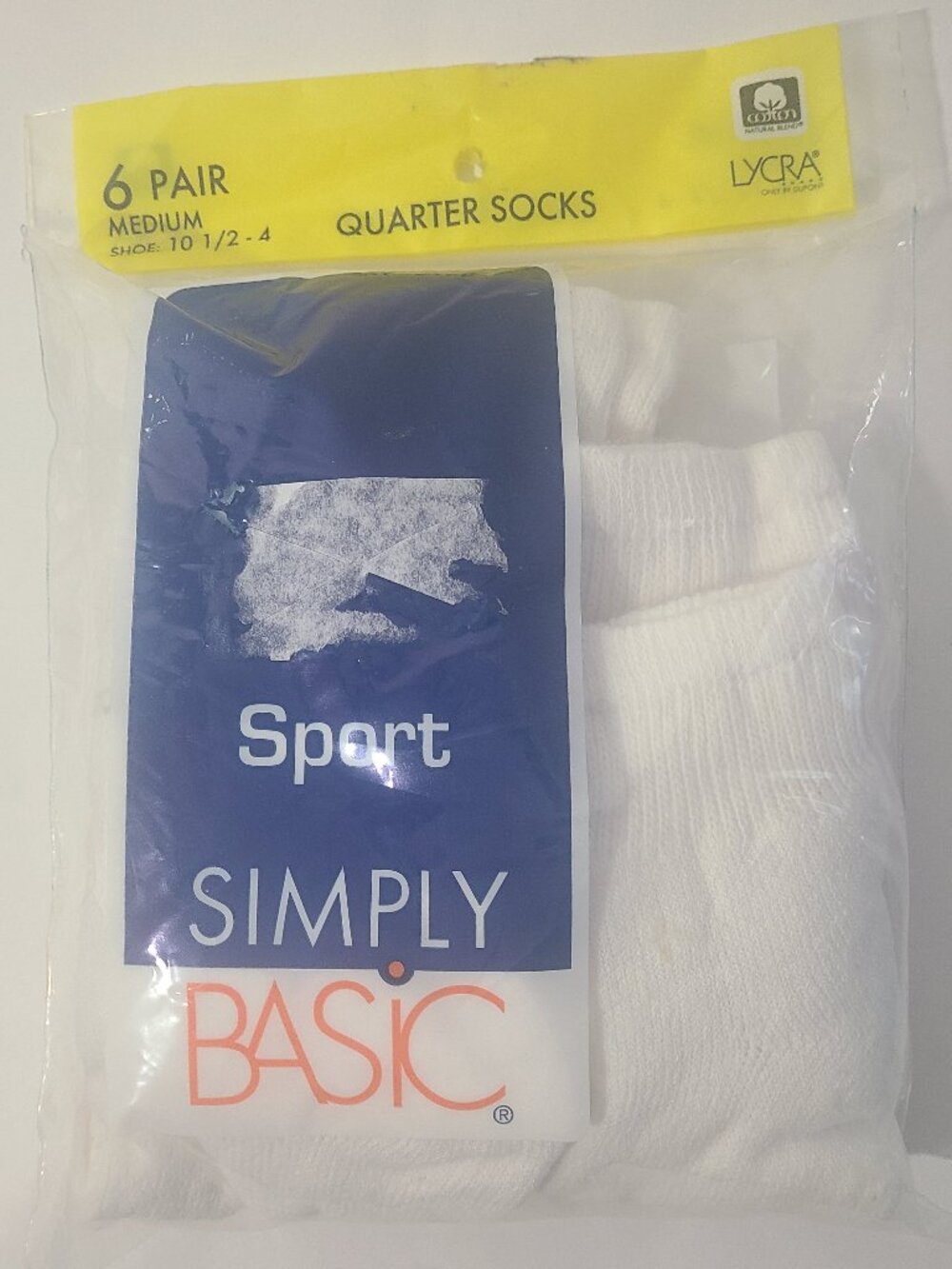 Vtg 80s/90s Simply Basic Sport Women's Quarter Socks 6 Pairs Size 10.5 -4 NOS